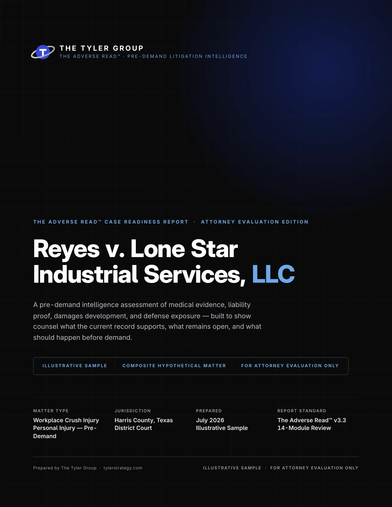 Cover of The Tyler Group Reyes illustrative case-readiness report